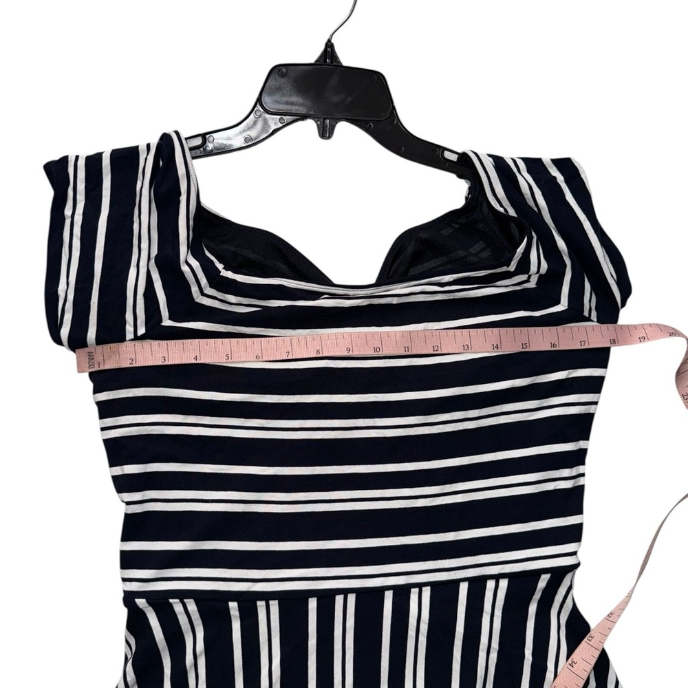 LOFT Navy Blue and White Backless Striped Midi Dress Size Large - Picture 6 of 8